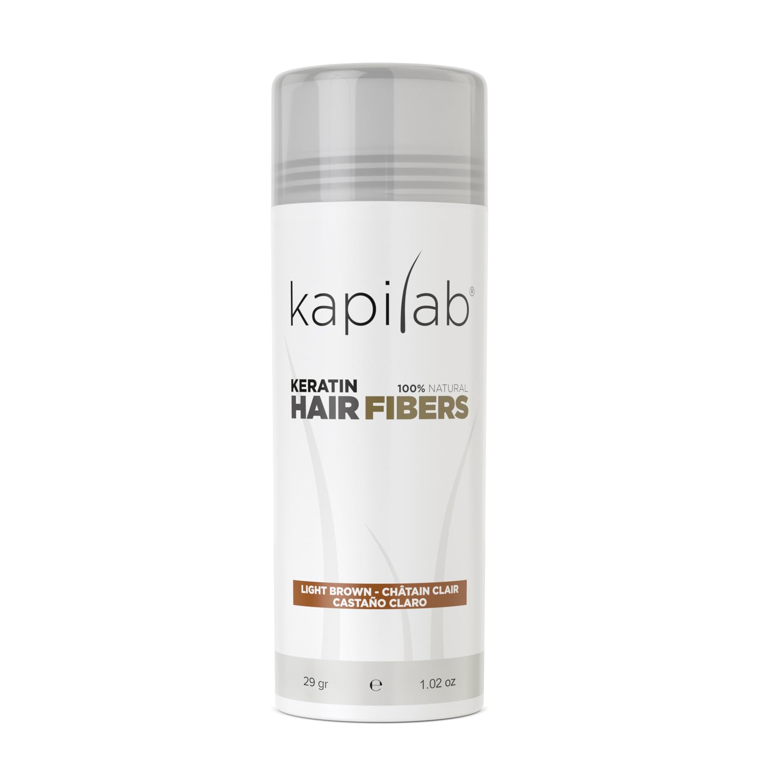 Kapilab Streuhaar Haarfasern Hell Braun Haarpuder zur Haarverdichtung - Keratin Ansatzpuder für Dünner Werdendes Haar Frauen und Männer Haarausfall 100% Natürlich 25 gramm
