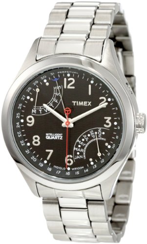 Timex Intelligent Perpetual Calendar Black Dial Stainless Steel Mens Watch T2N505