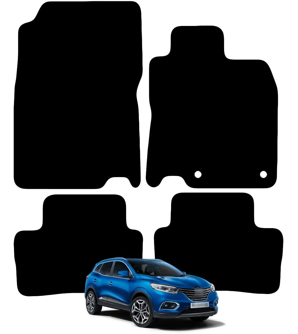 Carsio Carpet Car Mats For Renault Kadjar 2015+ 4 Piece Set Tailored Fit Floor Mat Complete Accessory Black Custom Fitted - All Weather, Anti-Slip Backing & Black Trim