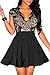 Zeagoo Women's V Neck Lace Open Back A-line Skater Cocktail Mini Dress Black X-Large