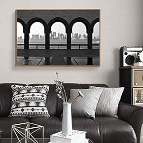 Floating Framed Canvas Wall Art for Living Room, Bedroom Black and White Bridge Canvas Prints for Home Decoration Ready to Hang - 16x24 inches