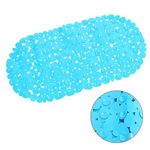 ilovebaby Safety Non Slip Tub Shower Bath Mat, Sandy Stone Design, Mildew Mold Resistant Bathmat(Blue)