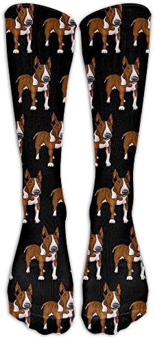 DaSOC Bull Terrier Dog Pattern Unisex Novelty Premium Calf High Athletic Socks Fashional Tube Stockings Size 6-10