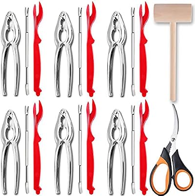 Artcome 21 Pcs Seafood Tools Set Crab Crackers Forks Lobster Shellers Mallet