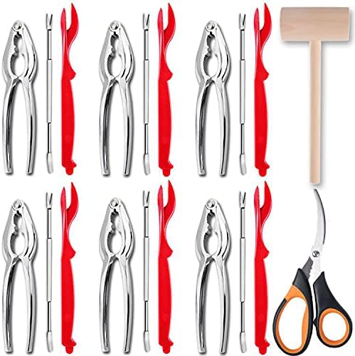 Artcome 21 Pcs Seafood Tools Set Crab Crackers Forks Lobster Shellers Mallet