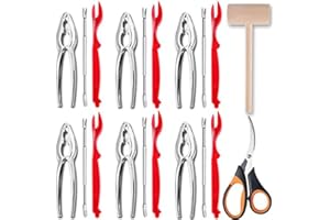 Artcome 21 Pcs Seafood Tools Set Nut Cracker Set includes 6 Crab Crackers, 6 Forks, 6 Lobster Shellers, 1 Lobster Crab Mallet