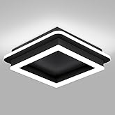 CANEOE Black Modern LED Ceiling Light, Square Flush Mount Ceiling Hallway Light Fxitures, 6000K Cold White Small Close to Ceilings Lamp for Bedroom Hallway Kitchen Balcony Cloakroom