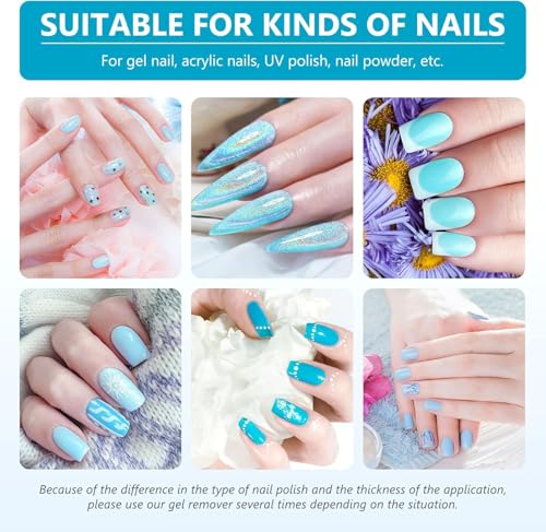 Removedor Quita Esmalte Semipermanente para Uñas, Quita Fácil y Rápida de Uñas de Gel, Acrílicas y UV, No Daña las Uñas, Quitaesmalte con Lima de Uñas y Empuja Cutículas y Rascador de Esmalte
