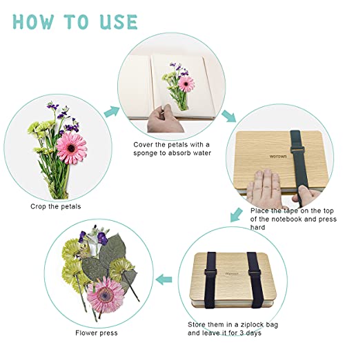 Worown Professional Flower Press Kit, Leaf Press, Plant Press, 6 x 8