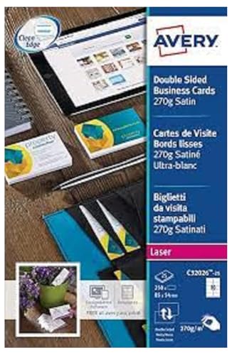 Avery C 32026-25-cartes Business Cards Double Sided Satin 32026-25 250Cards (C)