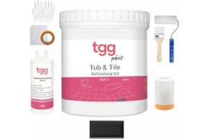 tgg Tub and Tile Refinishing Kit with tools- Bathtub paint giani marble Countertop paint kit bathroom tile paint bath paint, Ceramic Tile Glass Paint,matte 55-60sq.ft Black