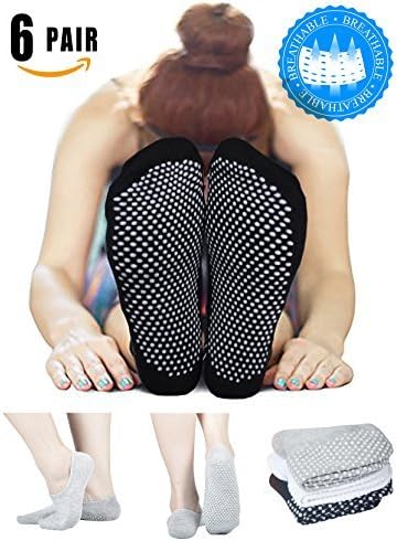 Yoga Socks, Non Slip Anti Skid Socks for Yoga,Pilates,Barre for Unisex(6 Pairs)