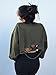 Choies Women Army Green Long Sleeve Ripped Cropped Sweatshirt Loose Pullover Crop Top