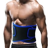 VENAS Waist Trimmer Belt Adjustable Slimmer Kit Weight Loss Wrap Stomach Fat Burner Low Back and Lumbar Support with Sauna Suit Effect Best Abdominal Trainer for Men and Women (Blue)
