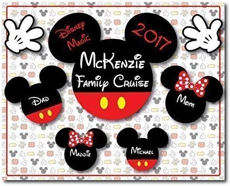 HANDMADE PERSONALIZED 8 x 10 MAGNET SIGN Disney Inspired Classic Mickey and Minnie Magnet for Disney Cruise - IMAGES NOT MEANT TO BE CUT OUT | Disney Inspired Cruise Ship Magnets