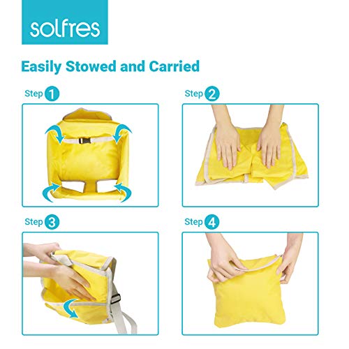 Solfres Dual-Belt High Chair Cover, Baby High Chair Cover with Straps, for Kids Wooden or Restaurant High Chair, Sturdy and Robust Material, Yellow
