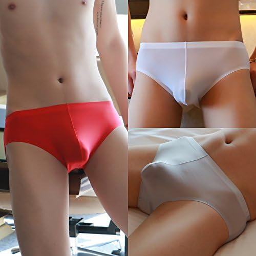 WFLJL Men'S Boxers Simple Flat Angle Ice Silk Triangle Breathable Thin Section Middle 3-Pack white gray red XXXL