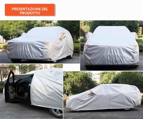 Kayme Outdoor Car Cover, Waterproof Anti UV Wind Dustproof 6 Layer Zip and Plush Cover, Compatible with Duster, Compass, Qashqai, Tiguan, T-Roc (SUV: up to 460 cm)