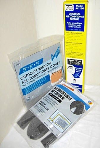 Window Air Conditioner Support Bracket Arm, Insulating Foam, and Window Air Conditioner Cover, 18" 3 Pc Bundle, Ac Safe Support Arm, 18" Cover, and Insulating Foam Strip