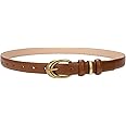 TRIWORKS Women Leather Belt for Jeans Pants Fashion Ladies Skinny Faux Leather Dress belt with Gold Buckle