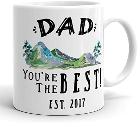 Dad, You're The Best, Fathers Day Mountain Coffee Mug with Custom Birth Year, 11 oz.