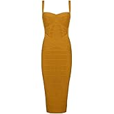 Whoinshop Women's Rayon Strap Celebrity Midi Evening Party Bandage Dress