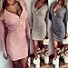 Eshion Women's Zip Long Sleeve Ribbed Sweater Dress