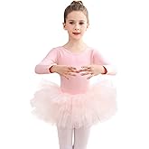 EASTBUDDY Ballet Dress for Girls,Toddler Dance Leotard with Tutu Skirt Short/Long Sleeve Ballerina Outfit