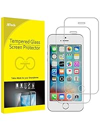 Paquete con 2 protectores de visualización de vidrio templado premium de la marca JETech, protector para iPhone SE, 5S, 5C, 5, Transparente