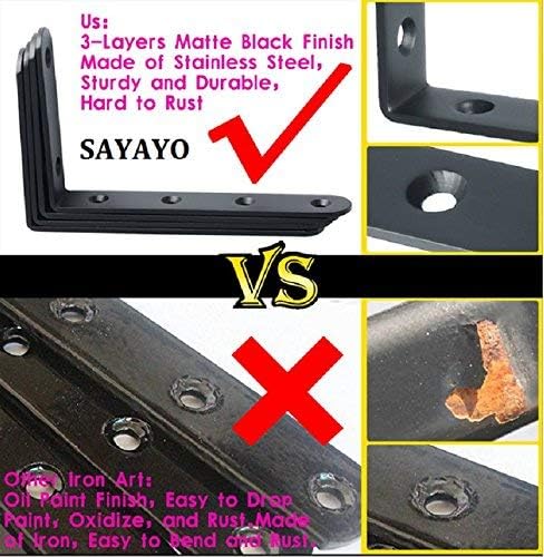 Sayayo Shelf Bracket Corner Brace Angle Bracket Shelf Support Wall Hanging 5x3 Inch, Stainless Steel Matte Black Finished, 8 Pcs, EJ5207B-8P - Image 5