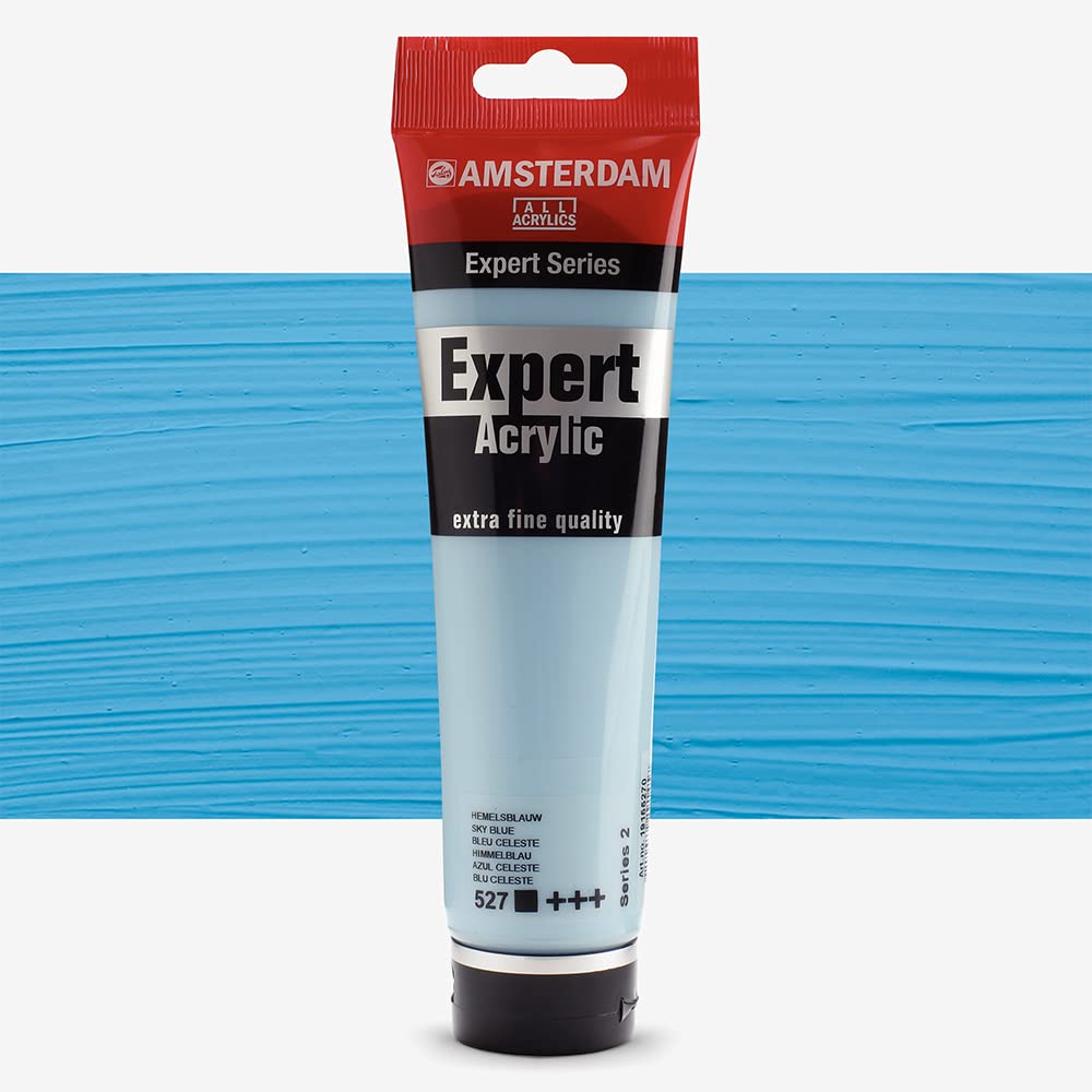 Amsterdam Expert Series Acrylic Paint Tube 150 ml - Sky Blue 527 - Professional Grade Opaque Color - Heavy Body Satin Finish - High Lightfastness - Odorless & Waterproof