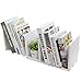 MyGift White Wood Desktop Bookshelf Organizer, Expandable Adjustable Display Shelf Book Rack