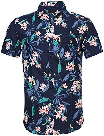 Men's Hawaiian Short Sleeve Printed Shirt Button Down Casual Shirts for Men Palm Tree Beach Hawaiian Aloha Shirt