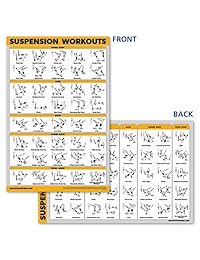 Juego de póster de anatomía y sistema muscular QuickFit, 2 diagramas laminados, rutina de ejercicio de suspensión y diagrama de anatomía muscular, 18.0 x 27.0 in