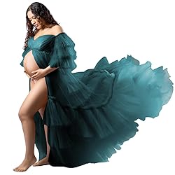 Tianzhihe Tulle Robe Maternity Dress Photoshoot