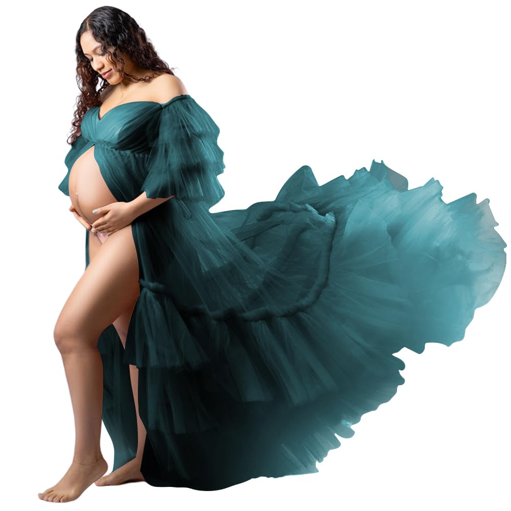 Tianzhihe Tulle Robe Maternity Dress Photoshoot