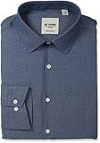 Ben Sherman Men's Slim Fit Dot Dobby Spread Collar Dress Shirt, Navy, 16.5
