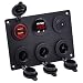 Cllena Dual USB Socket Charger 2.1A&2.1A + LED Voltmeter + 3-Socket 12V Cigarette Lighter Power Outlet Adapter + ON-Off Toggle Switch Multi-Functions Panel for Car Marine Boat Rv Truck Mobiles (Red) primary