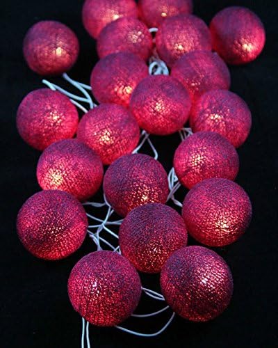 String Lights Red Violet Color Hot Tone Lamp Cotton Ball 20 Party Handmade for Kids Room