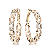 Gemini Women's Jewelry 18K Gold Filled Swarovski Zirconia Big Round Hoop Pierced Earring for Women Gifts Gm039Rg, Size 4cm