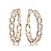 Gemini Women Jewelry 18K Gold Fill Swarovski Zirconia Big Round Hoop Pierced Earring Women Gift Sz 4cm