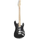 Umelody UST-150 Electric Guitar, Lightweight Full-Size, Matte Black | Lightweight design, comfortable neck, smooth fretboard, and matte finish for beginner practice, lessons, and home playing