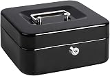 Parrency Cash Box with Money Tray Key Lock 7.87 x 6.89 x 3.70 inches Black