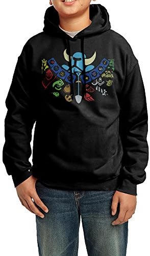 QSDFE Youth Boys/Girls Hoodie Shovel Knight Black Size L