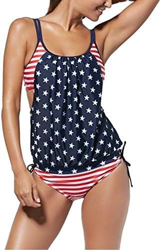 CMGD Womens Swimwear Set Plus Size Tankini Beach Swimsuits Stripes Bathing Suits Two Piece