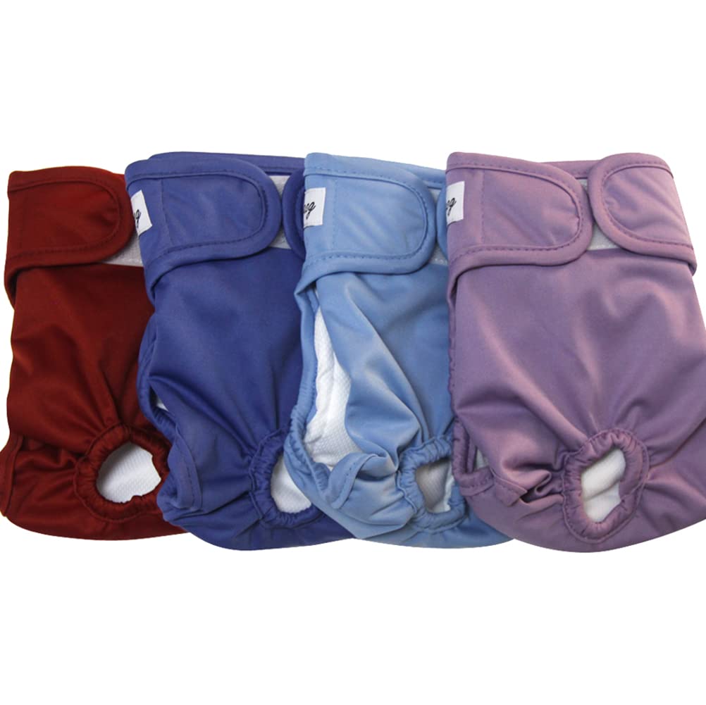 JoyDaog Female Dog Diapers for Small Dogs,4 Pack Reusable Washable Premium Puppy Nappies for Heat,Incontinence,Period Doggy Panties XS