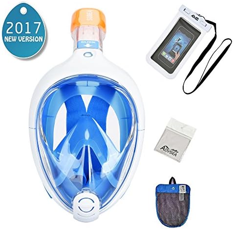 Tribord/Subea Easybreath (Latest Version) Full Face Snorkel Mask  with Enhanced Anti-Fog and Anti-Leak Technology, Blue M/L