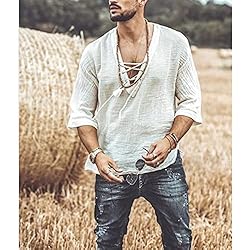 Men's Fashion Shirt Short Sleeve Beach V-Neck