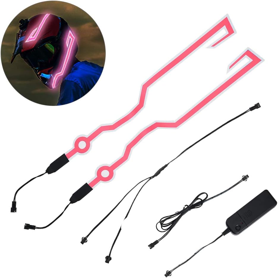 Wilxaw Helmet Light Strip Waterproof, LED Motorcycle Flashing Warning Light for Protection, Night Motorbike Riding Safety Signal Light Kit (Pink)