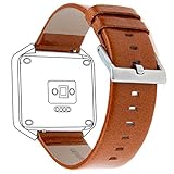 Henoda 23mm Genuine Leather Bands Bracelet Strap for Fitbit Blaze Smart Fitness Watch (Caramel (Genuine Leather), S/P Size)